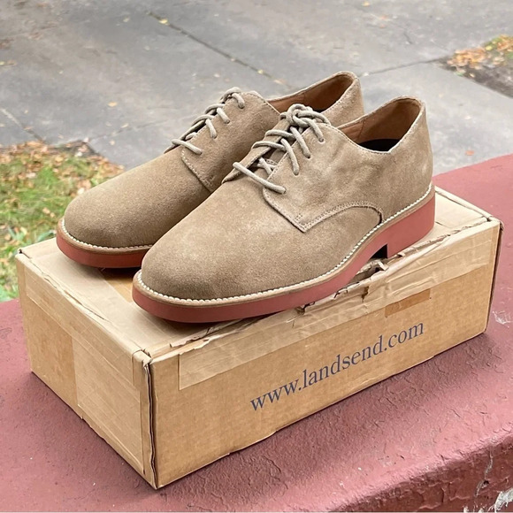Lands' End Other - Land’s End Men’s Tan Suede Plaintoe Oxfords Size 8.5